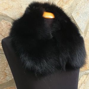 Black Fox Fur Collar - fully lined with button loops